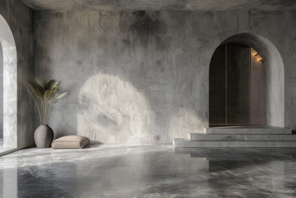ACI microcement with no tile joints or grout lines